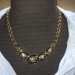 Vintage 90s Trifari Enamel Gold-tone Choker Style Necklace